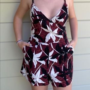Floral maroon romper